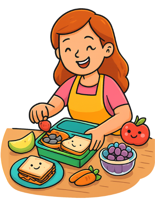 Mãe preparando lanche